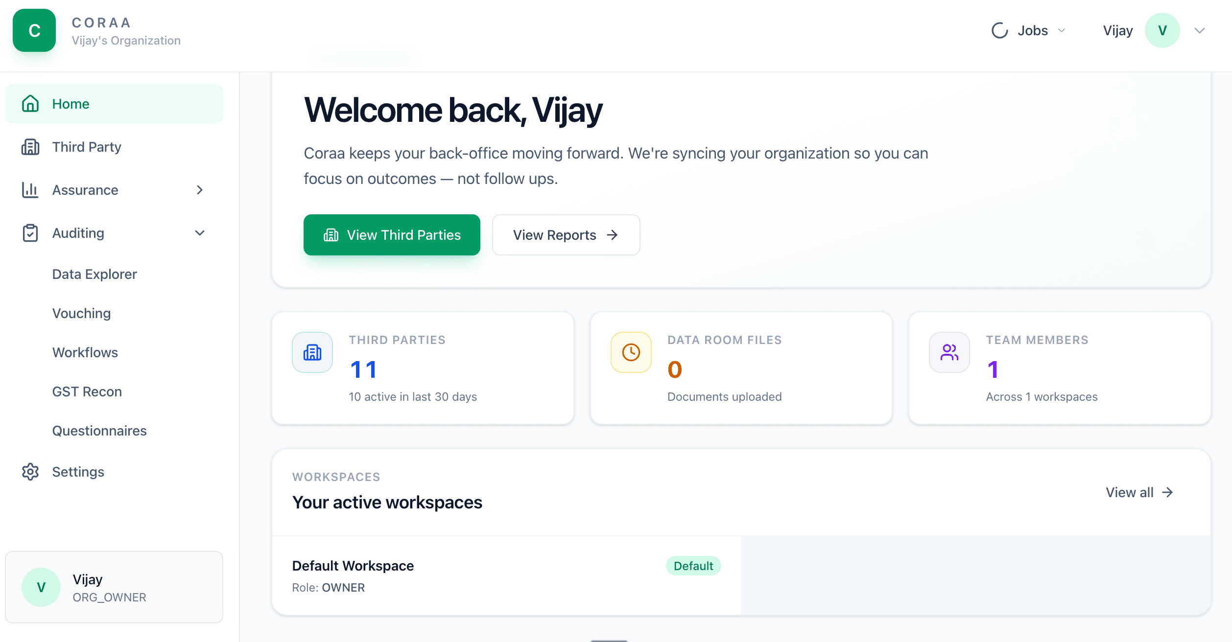 CORAA AI Audit Dashboard