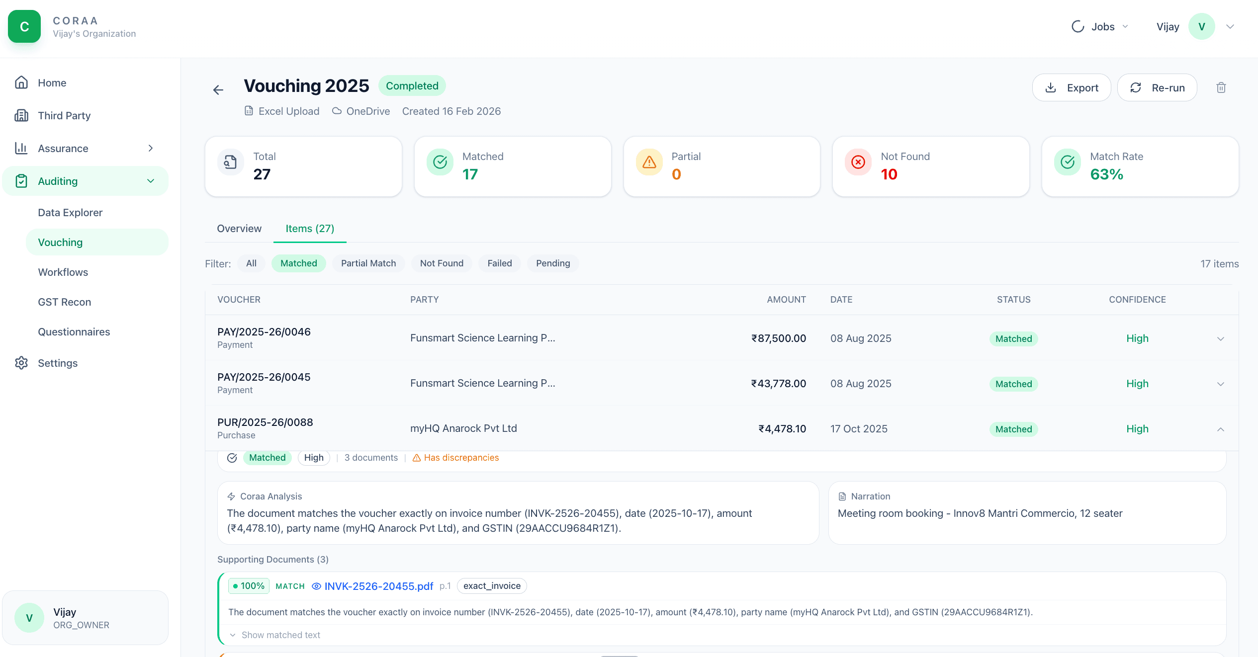 CORAA Vouching & Invoice Matching AI Agent