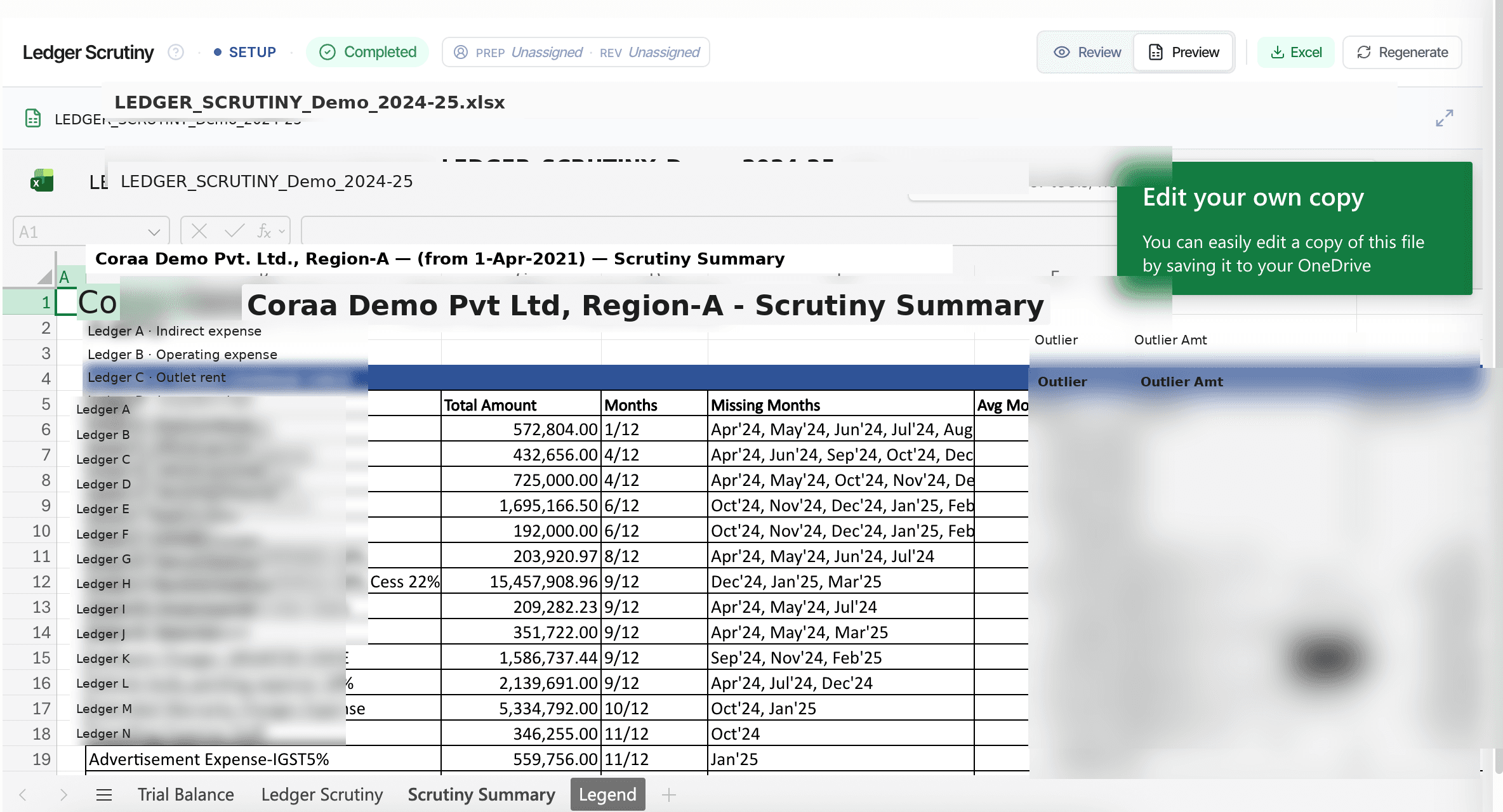CORAA Working Paper exported to firm's Excel template